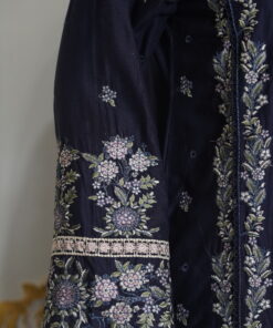 blue (embroidered luxury lawn set) nafees closet